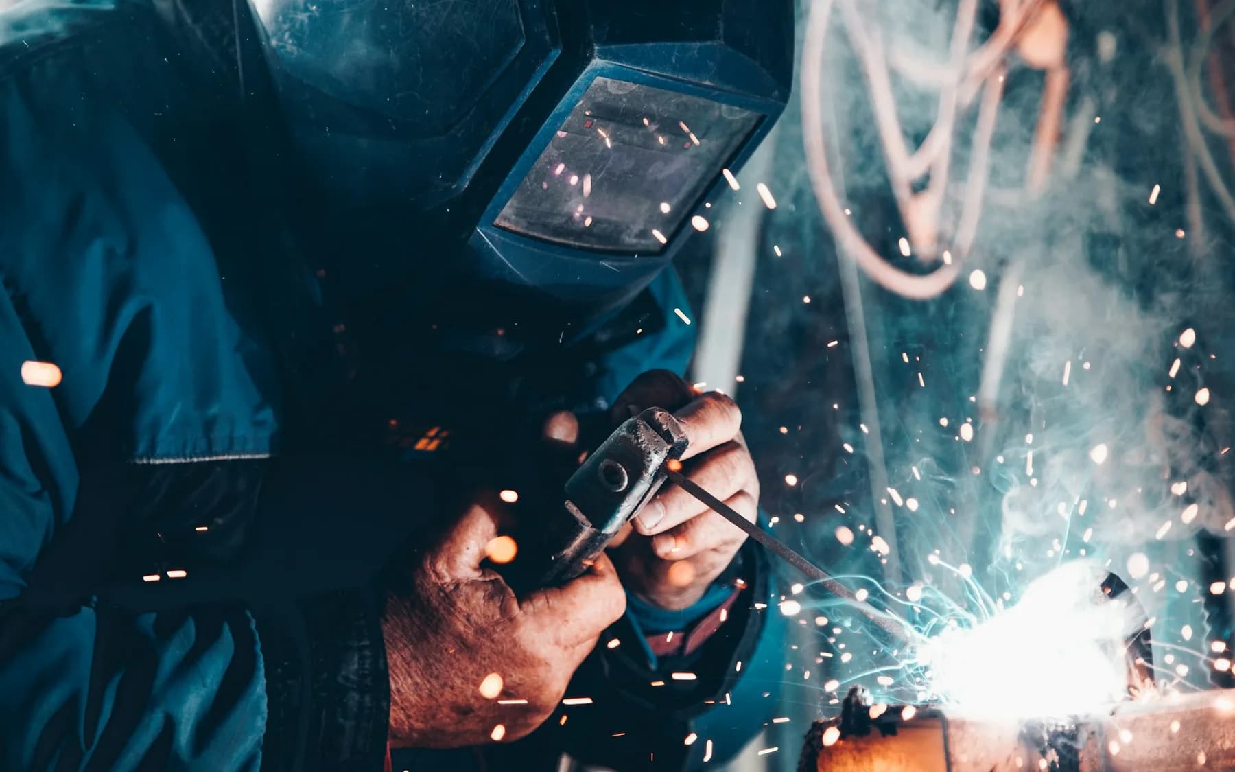 Worker wearing PPE during industrial safety inspection